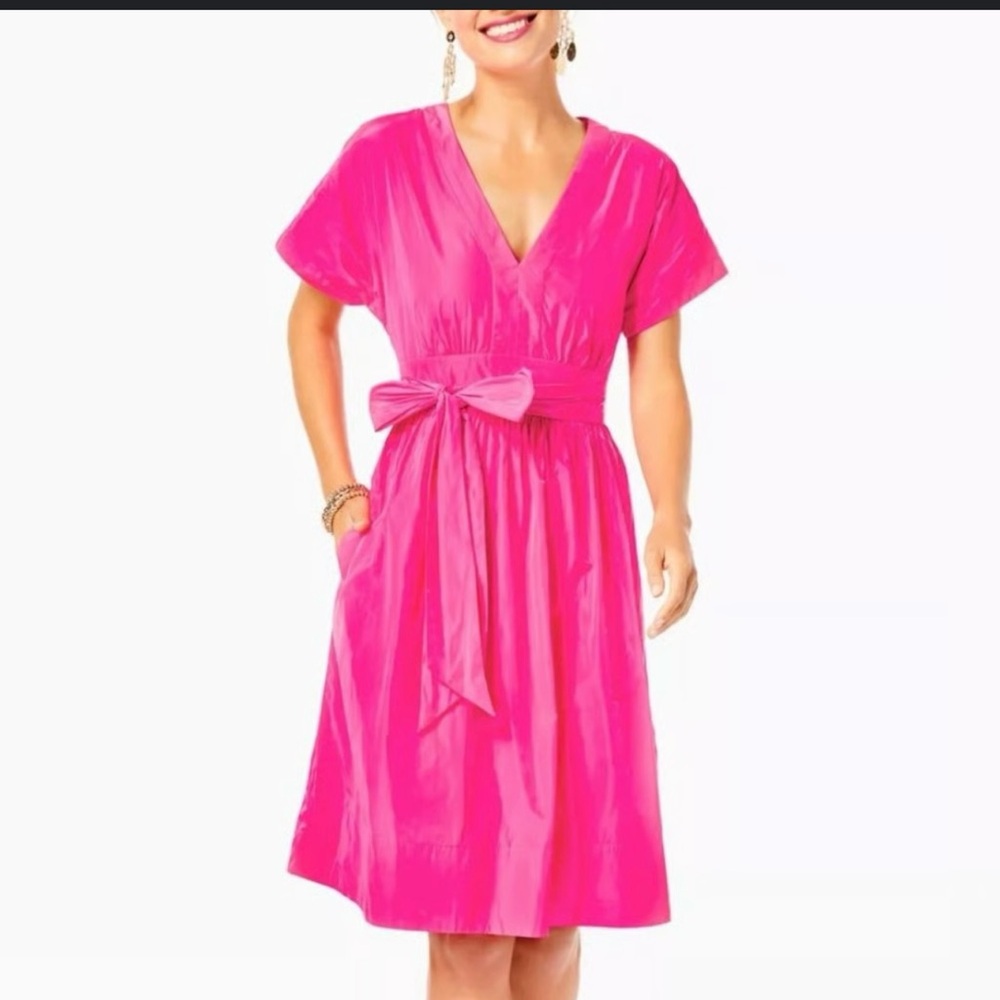 Lilly Pulitzer Bright Pink V-Neck Dress